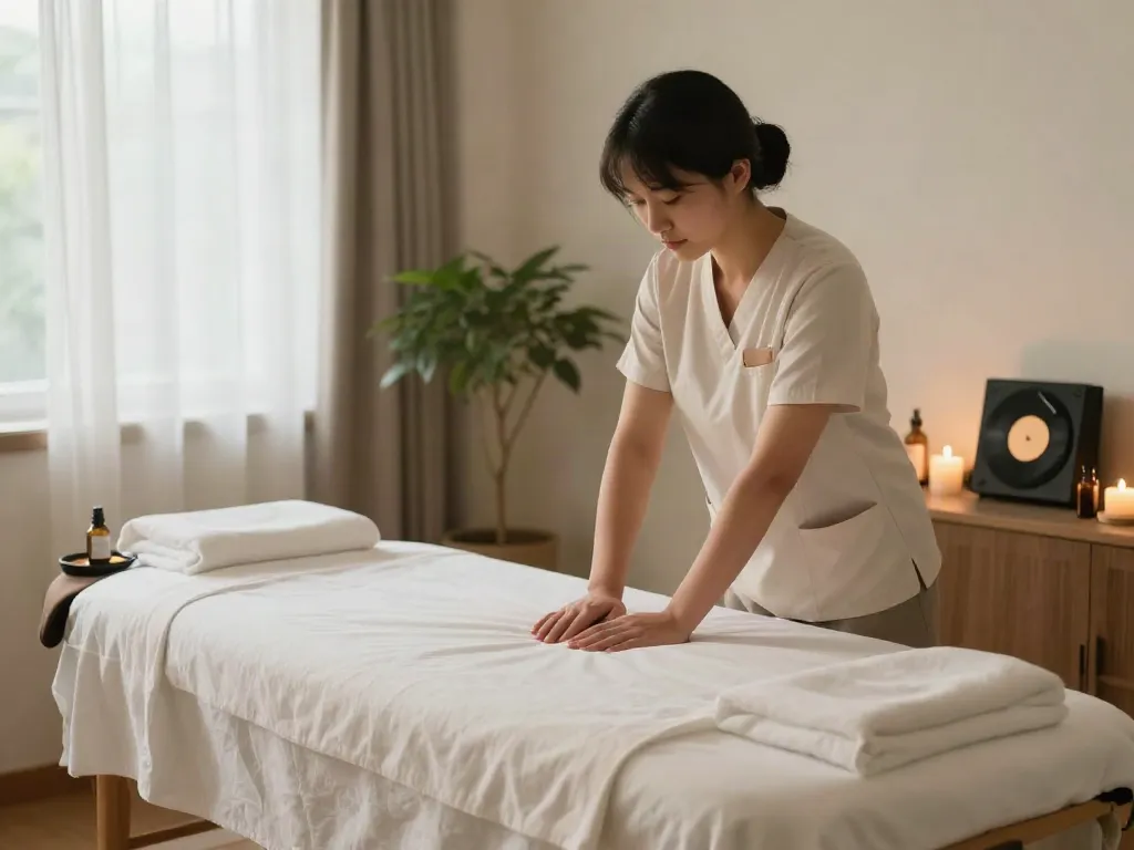 Warm and inviting massage therapy scene highlighting 오산출장안마 services in a serene home setting.