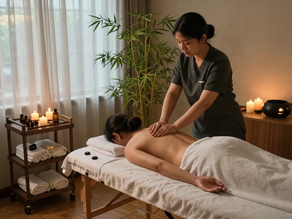 Relaxing 광명출장마사지 experience in a tranquil wellness retreat with soothing ambiance.