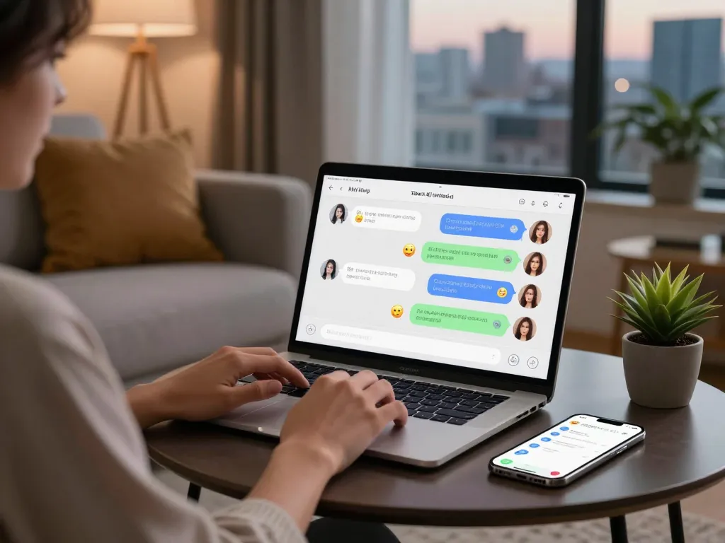 Engaging with a girlfriend AI application on a laptop, showcasing emotions and virtual interactions.