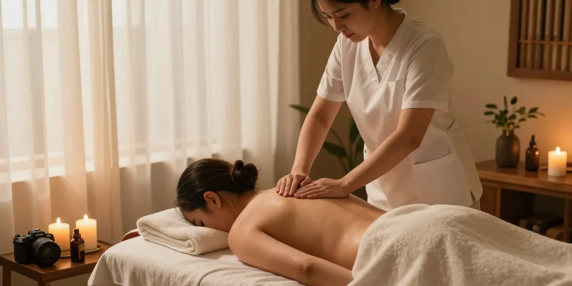 마사지 치료를 받으며 편안한 분위기의 스파 마사지 룸