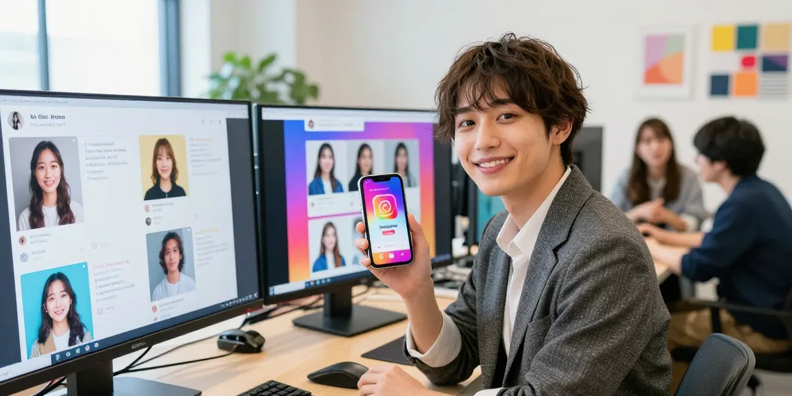 インスタグラム 日本人 コメント 購入 で人々の支持を集める若いインフルエンサーがスマートフォンを持ち活気あふれるシーン