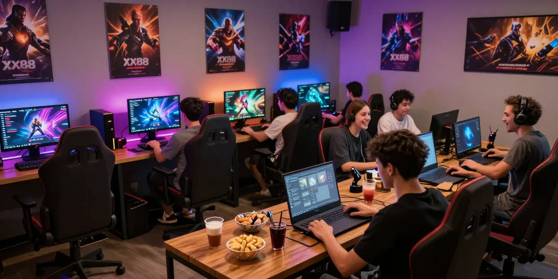 Exciting online gaming atmosphere with friends enjoying Rr8i games in a vibrant lounge.