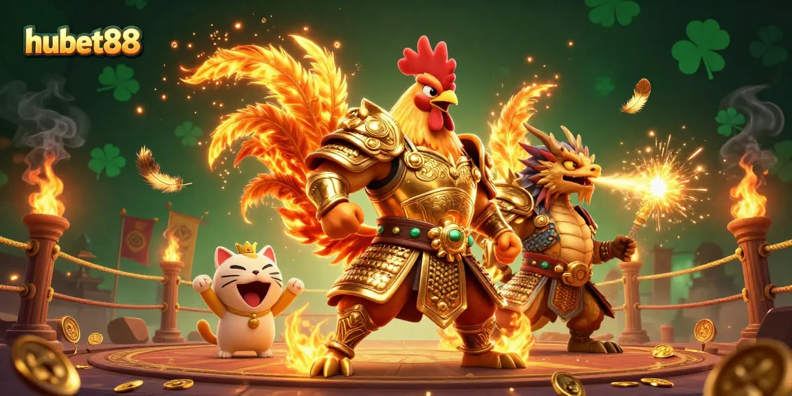Experience thrilling gameplay at hubet88 with fierce warriors and vibrant casino elements in a dynamic atmosphere.