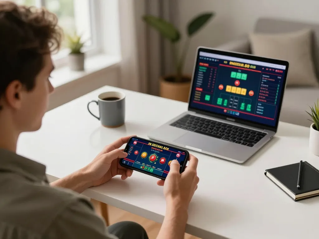 Engaging in mobile gaming with 78wind app on smartphone, displaying live dealer game and strategy notes.