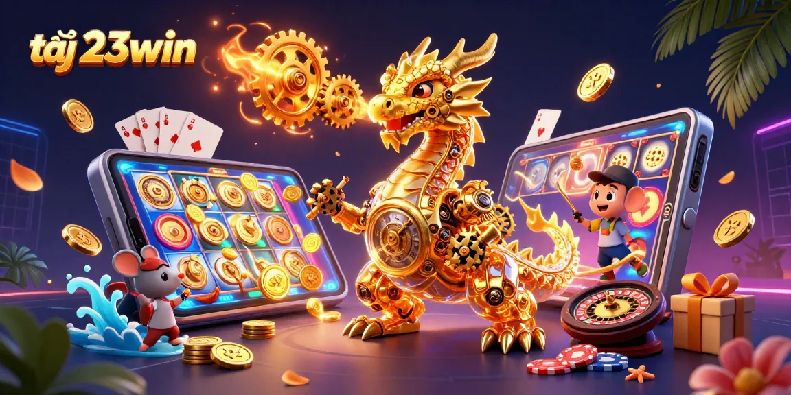 Experience thrilling gaming at tại 23win with a dynamic casino illustration showcasing winning elements.